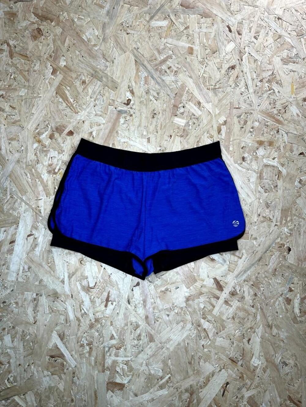 Jillian Michaels Impact Womens Large Blue Black Running Athletic Shorts 2 In